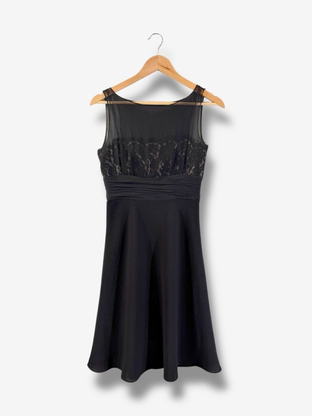 Ann Taylor Black Silk Dress Size 2 90s Y2K Vintage Fit & Flare Cocktail Formal